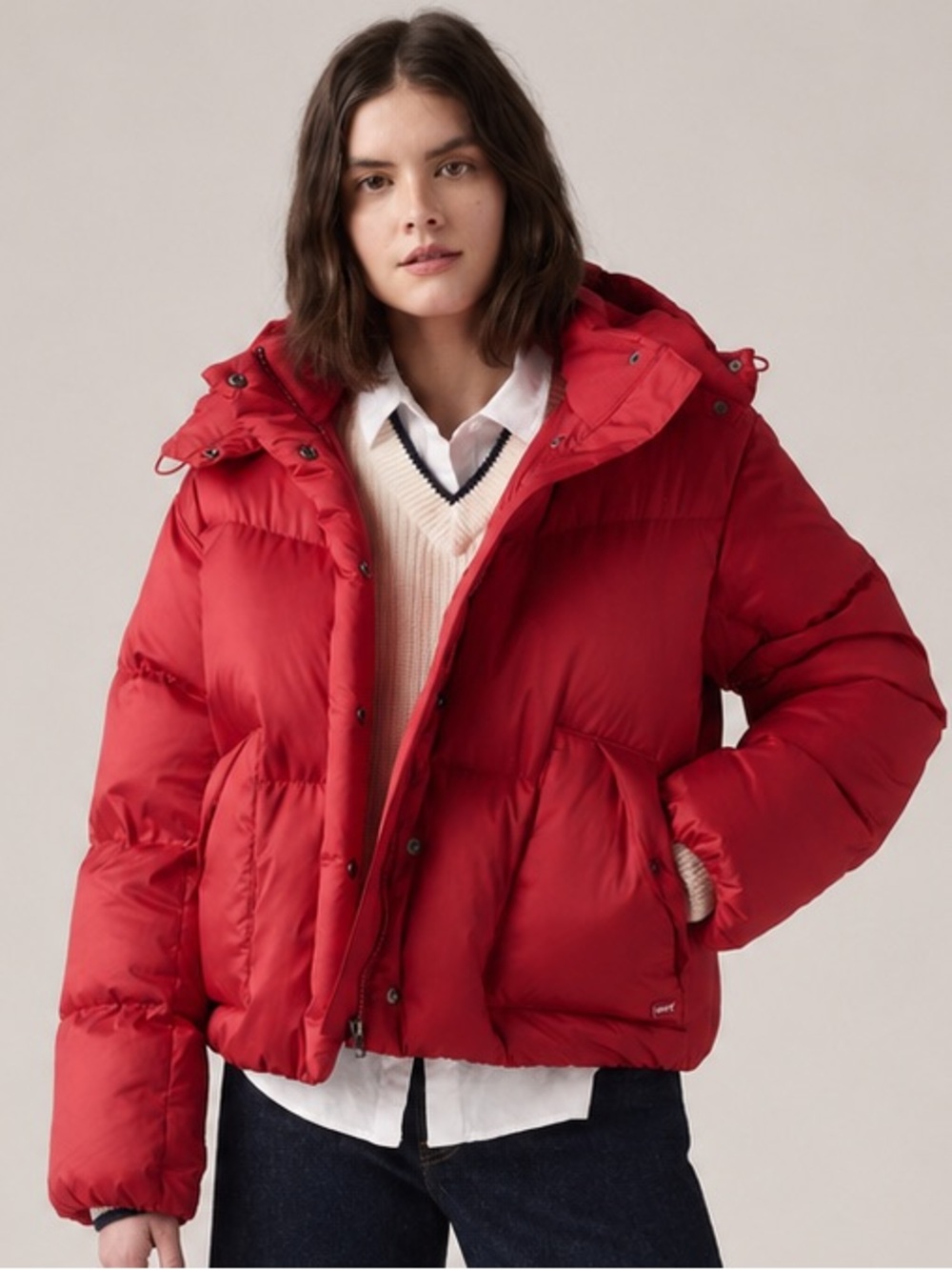 Levi's Western Bubble Shortie Puffer Jacket Red M